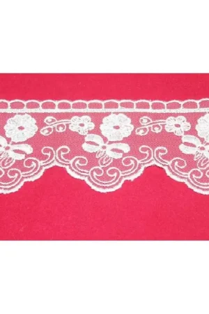 18,50 Mt Pizzo Merletto Tulle Ricamato Fiore Fiocco Alto 7 Cm Reso Gratuito