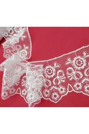 Popolare Pizzo Merletto Tulle Ricamato Fiore Fiocco Alto 7 Cm