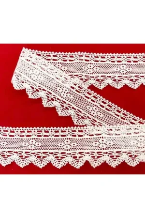 Professionale Passamaneria Pizzo Merletto Cotone Tombolo Smerlato Rete Punta Alto 27 Mm