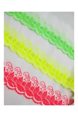 50 Cm Passamaneria Pizzo Sangallo Bianco Ricamato Fluo Alto 9 Cm Promozione