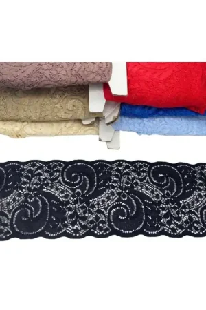 Professionale Passamaneria Pizzo Merletto Elastico Smerlato Tramezzo Disegno Cashmere Alto 9 Cm