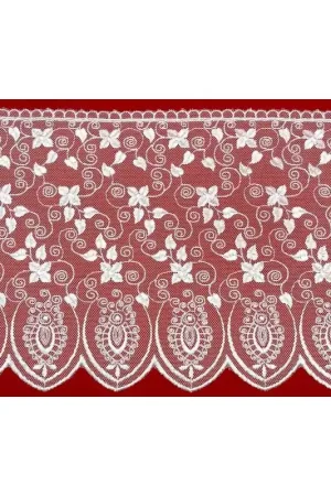 Offerta Del Giorno Passamaneria Pizzo Tulle Ricamato Smerlato Fiori Bianco Alto 22 Cm