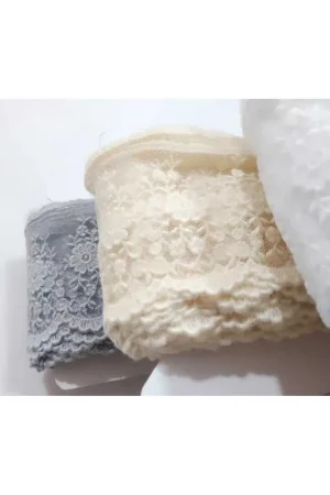 Occasione Imperdibile Passamaneria Pizzo Ricamo Matto Fiori Tulle Punta Smerlata Alto 65 Mm