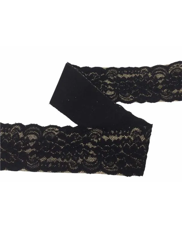 50 Cm Passamaneria Pizzo Elastico Lurex Nero Oro Alto 7 Cm Compra Adesso