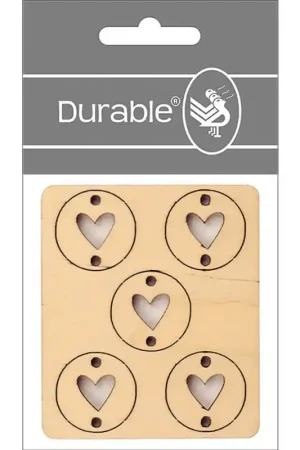 Pack di 5 Etichette in Legno - Cuore - Durable Promo Stagionale