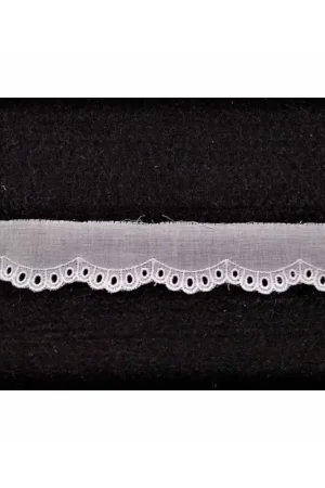 Subito Disponibile Passamaneria Pizzo Sangallo Bianco Batistato Disegno Archi Punta Smerlato Ricamo Alto 12 Mm