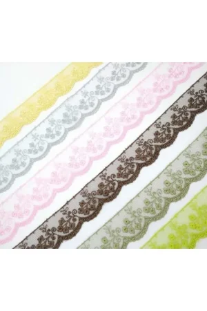 Passamaneria Pizzo Ricamo Tulle Smerlato Fiorellini Punta Bassa Alto 3 Cm Prezzo Di Fabbrica