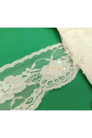 Non Perdere Merletto Pizzo Raschel Tulle Punta Smerlato Panna Alto 4 cm