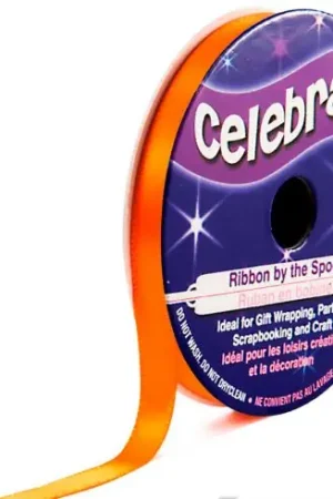 Spedizione Espresso Raso su un rotolo - Raso arancione liscio - 6 mm x 6 m - Celebrate