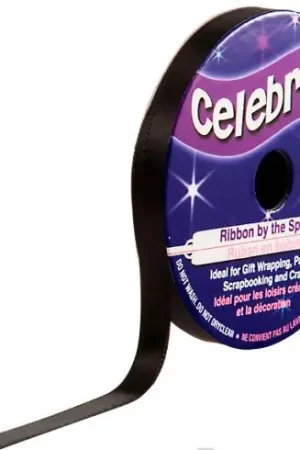 Acquista Ora Raso su un rotolo - Black Satin Plain - 6 mm x 6 m - Celebrate