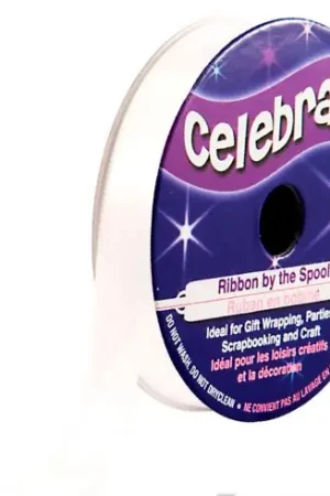 Raso su un rotolo - Bianco satinato liscio - 9 mm x 6 m - Celebrate Spedito Oggi