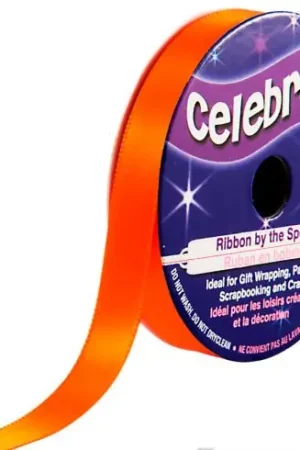 Raso su un rotolo - Raso arancione liscio - 9 mm x 6 m - Celebrate Consegna Rapida