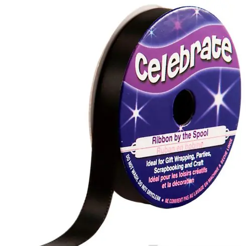 Spedito Oggi Raso su un rotolo - Black Satin Plain - 9 mm x 6 m - Celebrate