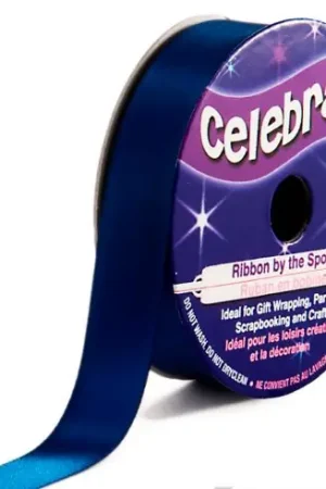 Non Perdere Raso su un rotolo - Raso blu marino tinta unita - 13 mm x 6 m - Celebrate