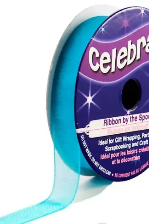 Ultima Occasione Organza su un rotolo - Organza blu semplice - 9 mm x 8 m - Celebrate