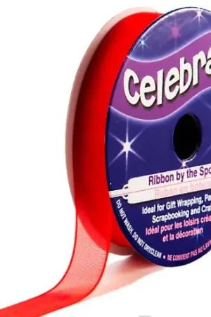 Prezzo Basso Organza su un rotolo - Organza rossa semplice - 9 mm x 8 m - Celebrate