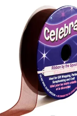 Novità Organza su un rotolo - Organza semplice marrone scuro - 12 mm x 6 m - Celebrate