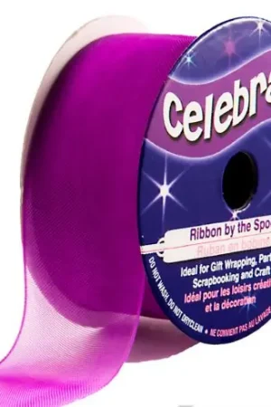 Economico Organza su un rotolo - Organza viola scuro semplice - 25 mm x 5 m - Celebrate