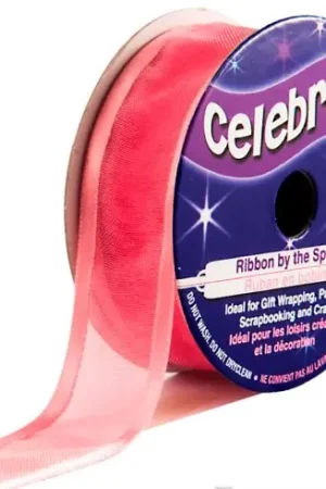 Compra Oggi Stesso Organza su un rotolo - Organza con bordo in raso rosa antico - 20 mm x 4 m - Celebrate