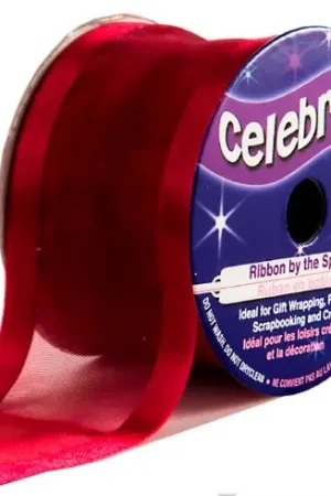 Organza su un rotolo - Organza bordo di raso bordeaux - 38 mm x 4 m - Celebrate Direttamente Dal Produttore