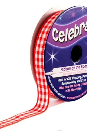 Nastro di Vichy in bobina - Gingham rosso - 9 mm x 5 m - Celebrate Nuovo Arrivo
