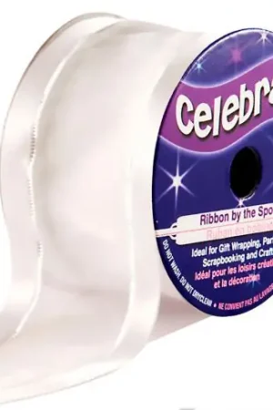 Occasione Organza su un rotolo - Organza con bordo di raso bianco e filo d'argento - 38 mm x 4 m - Celebrate