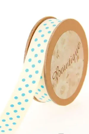 Occasione Nastro di cotone su una bobina - Nastro di cotone a pois blu - 15 mm x 5 m - Bowtique