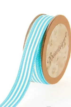 Nastro di cotone su una bobina - Nastro di cotone stampato a strisce blu/bianco - 15 mm x 5 m - Bowtique Compra Online