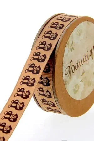 Bobina Grana grossa - Stampa scimmia ecru Gros Grain - 15 mm x 5 m - Bowtique Occasione Imperdibile