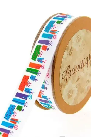 Offerta Limitata Raso su un rotolo - Fioriera stampata in raso bianco su due lati - 15 mm x 5 m - Bowtique