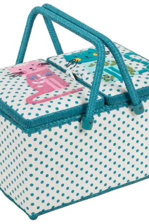 Esclusivo Scatola da Cucito con Due Coperchi - Gatti - Hobby Gift