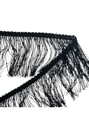 20 Cm Passamaneria Frangia Filo Nero Micro Paillettes Alta 10 Cm Offerta Limitata