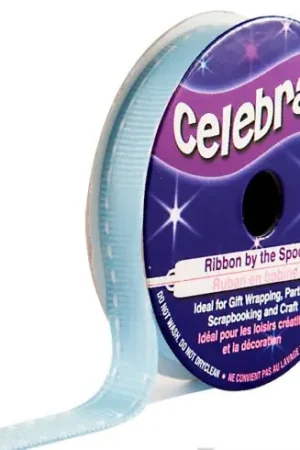 Bobina Grana grossa - Grosgrain blu cielo con cucitura bianca - 9 mm x 5 m - Celebrate Promozione