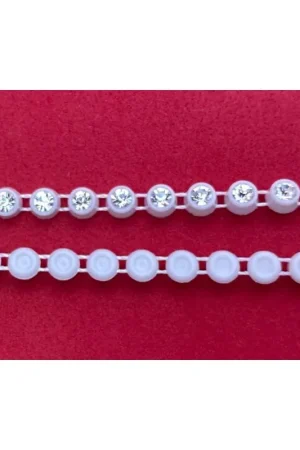 Passamaneria Gioiello con Strass Trasparente Plastica Bianco 5 mm Sconto