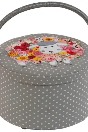 Scatola da Cucito Rotonda - Knitty Sheep - Hobby Gift Scelto Dai Clienti