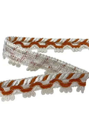 Miglior Prezzo Passamaneria Tappezzeria Punta Cordone Bicolore 5 Mm Bianco Latte Smerlato Arredo Alta 2 Cm