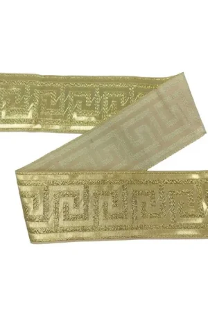 Miglior Prezzo Passamaneria Nastro Greca Geometrica Bordo Ricamo Filo Lurex Alto 3 Cm