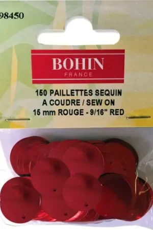 Occasione Perline e paillettes - Paillettes sequin 15 mm - Rosso - Bohin