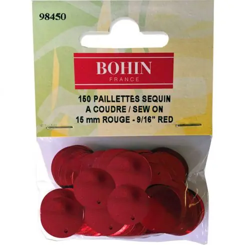 Occasione Perline e paillettes - Paillettes sequin 15 mm - Rosso - Bohin