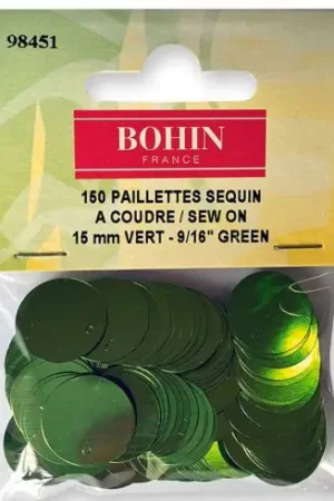 Perline e paillettes - Paillettes sequin 15 mm - Verde - Bohin Consegna Rapida