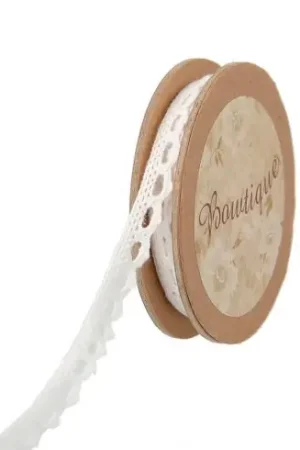 Pizzo su una bobina - Bobina in pizzo di cotone bianco - 8 mm - Bowtique Popolare