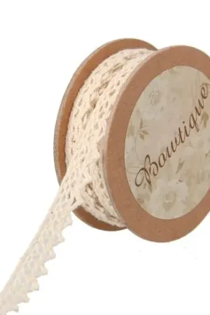 Pizzo su una bobina - Bobina di pizzo in cotone ecru - 10 mm - Bowtique Offerta Limitata