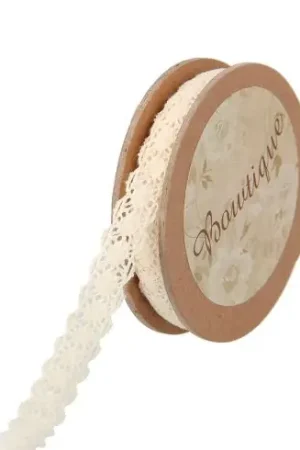 Super Prezzo Pizzo su una bobina - Bobina in pizzo di cotone ecru - 10 mm - Bowtique