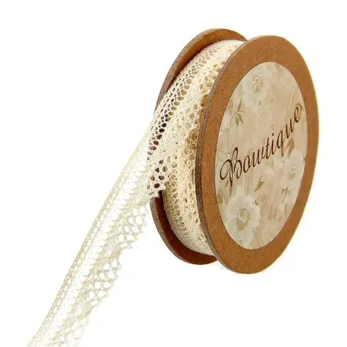 Ultime Pezzi Pizzo su una bobina - Nastro pizzo in cotone grezzo - 12 mm - Bowtique