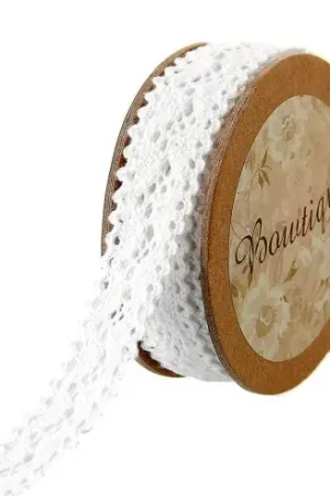 Popolare Pizzo su una bobina - Nastro in pizzo di cotone bianco - 18 mm - Bowtique