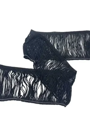 A Buon Prezzo 50 Cm Passamaneria Frangia Tripolina Filo Lurex Alta 9 Cm