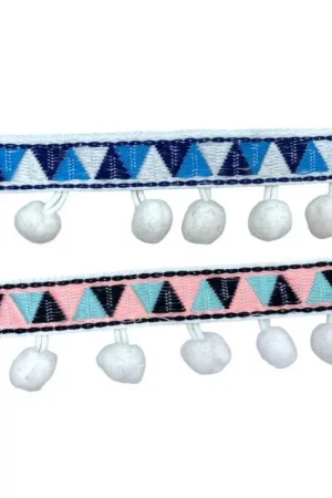 50 Cm Passamaneria Fettuccia Bordo Triangolo Etnico Moda Pon Pon Bianco Alto 3,5 Cm Offerta Limitata