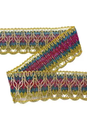 50 Cm Passamaneria Bordo Multicolor Oro Lurex Lamè Alto 4 Cm Promo Stagionale