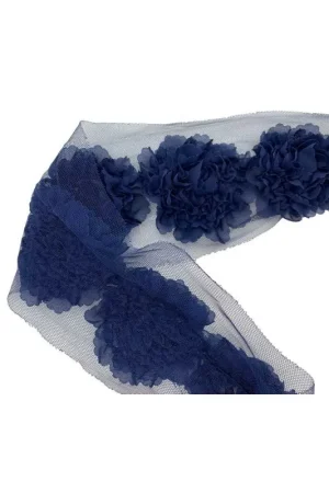 Reso Gratuito 50 Cm Passamaneria Base Tulle Fiore Tessuto Geogette Rose Ritagliabili Alto 8 Cm