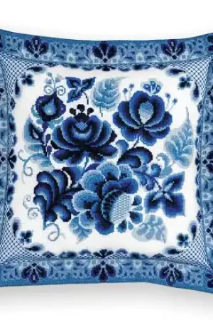 Kit cuscino da ricamo - Cuscino fiori blu - Riolis Acquista Ora